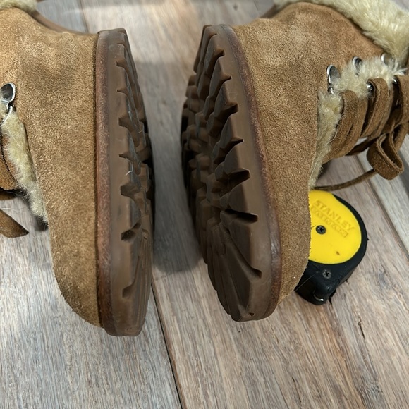 Gianni Bini stowe camel color suede and faux fur clog heel slip on 70’s  8.5 - Picture 11 of 17